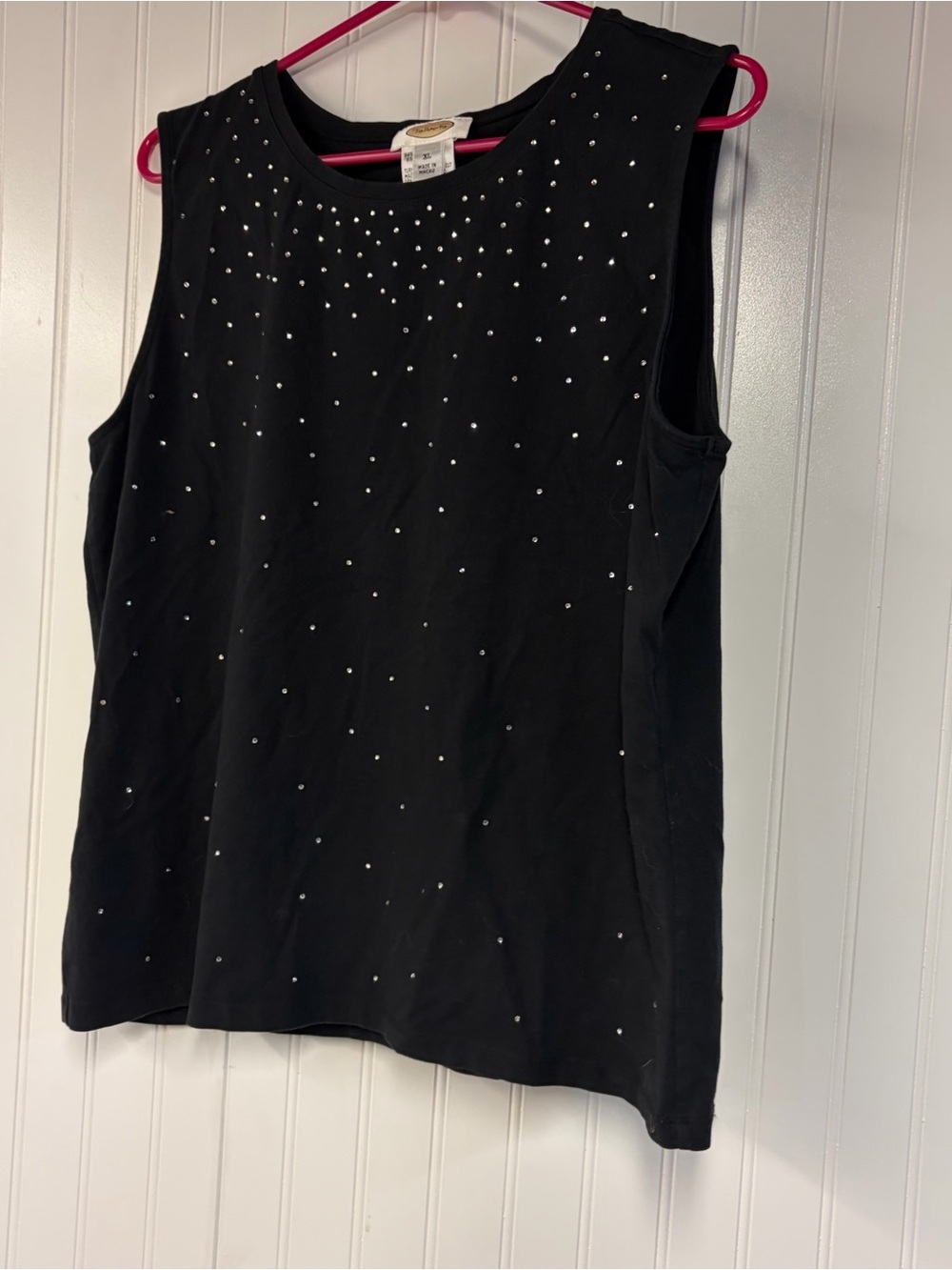 Talbots Black Sleeveless Rhinestone Studded Women's Tank Top XL
